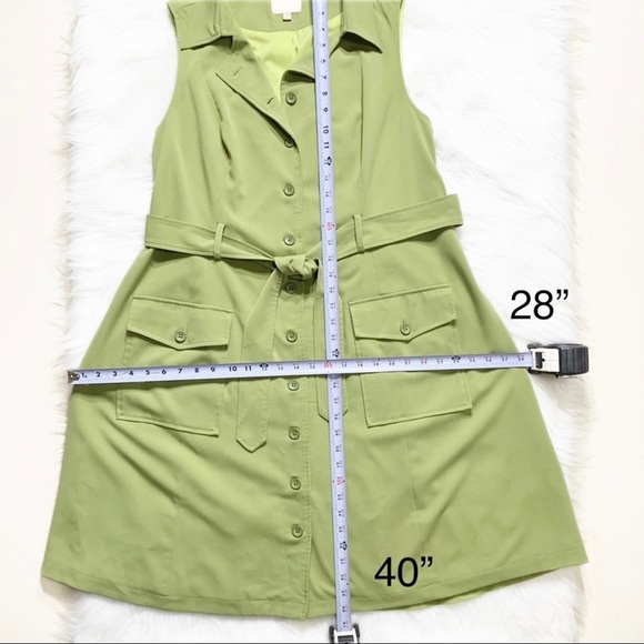 SOLD-Modcloth Buttondown Belted Olive Green Sleeveless Shirtdress - Picture 12 of 12